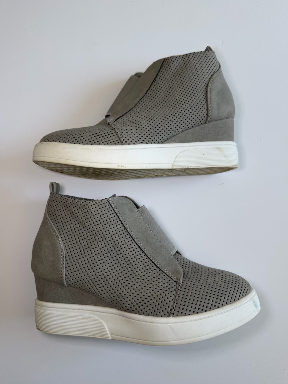 Perforated Gray Wedge Sneaker Boot